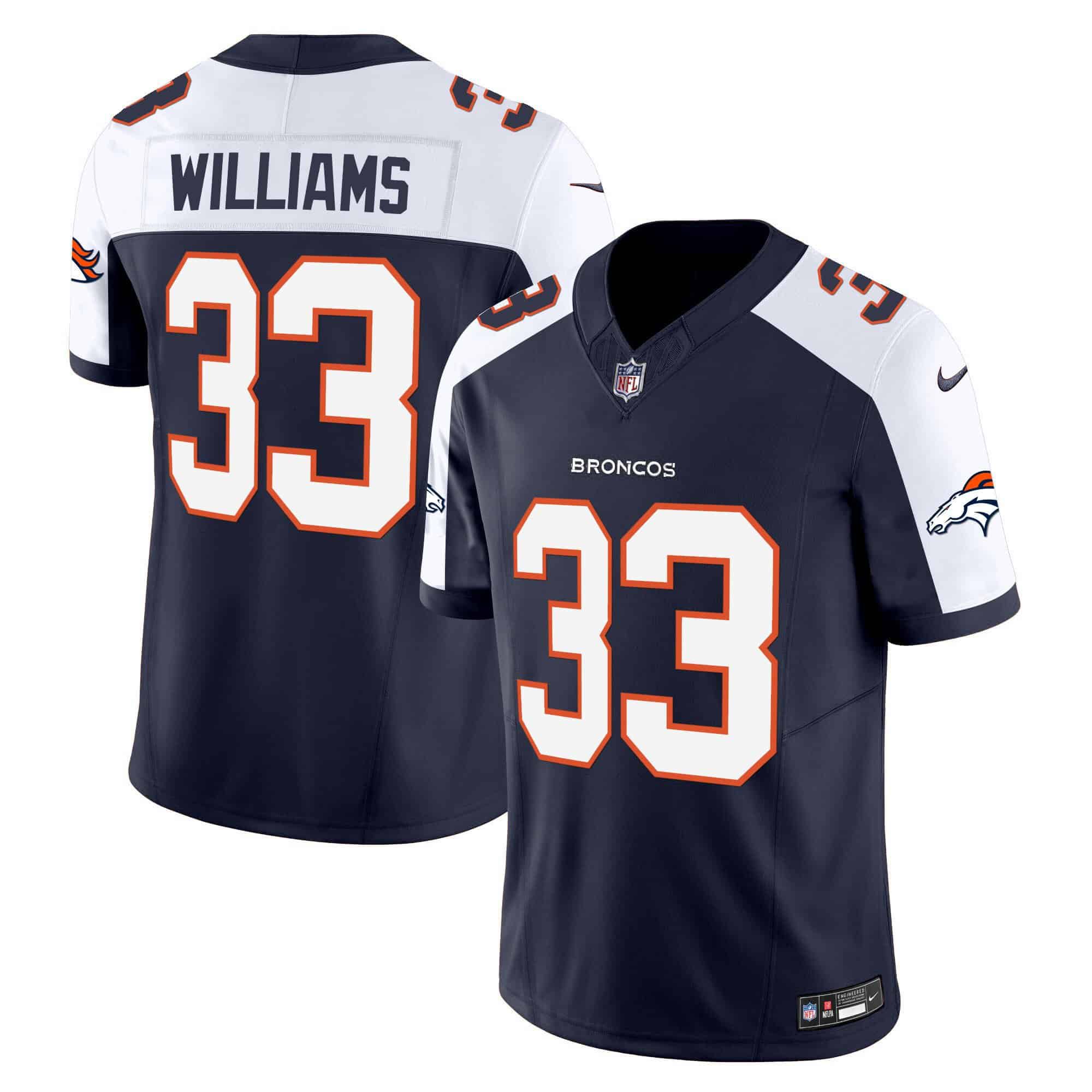 Men Denver Broncos #33 Williams Blue 2024 Nike Vapor Limited NFL Jersey style 1